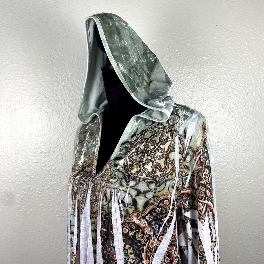Casual Freedom Celtic Whimsigoth Boho Forest Fairy Velvet Hood AOP Dyed Hoodie - Picture 9 of 16